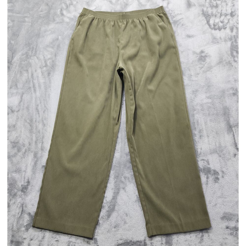 Alfred Dunner Pants Womens 18W Green Pull On Elastic Waist Straight Leg Casual
